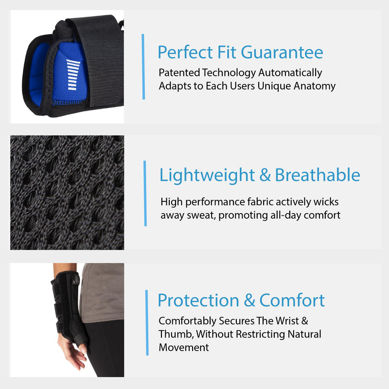 Ovation Medical Versa-Fit Thumb Splint - Premium Custom Fit Thumb Spica Splint and Wrist Support Brace - Comfortable, Structured Tendonitis Relief, Thumb Brace for Post Cast Support (Right, Standard) Right