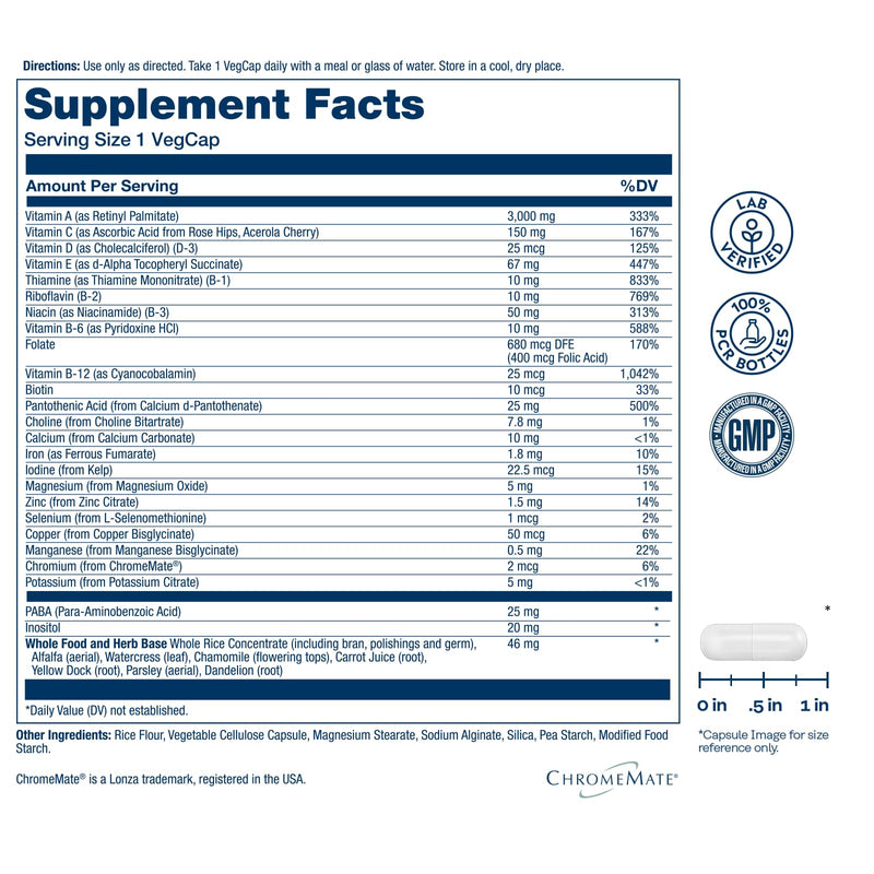 SOLARAY Once Daily High Energy Multivitamin for Women and Men, 200 VegCaps | Cellular Energy & Immune Support - 34 Vitamins, Minerals, Whole Foods & Herb Base - 200 Servings - Lab Verified Unflavored 200 Count (Pack of 1)