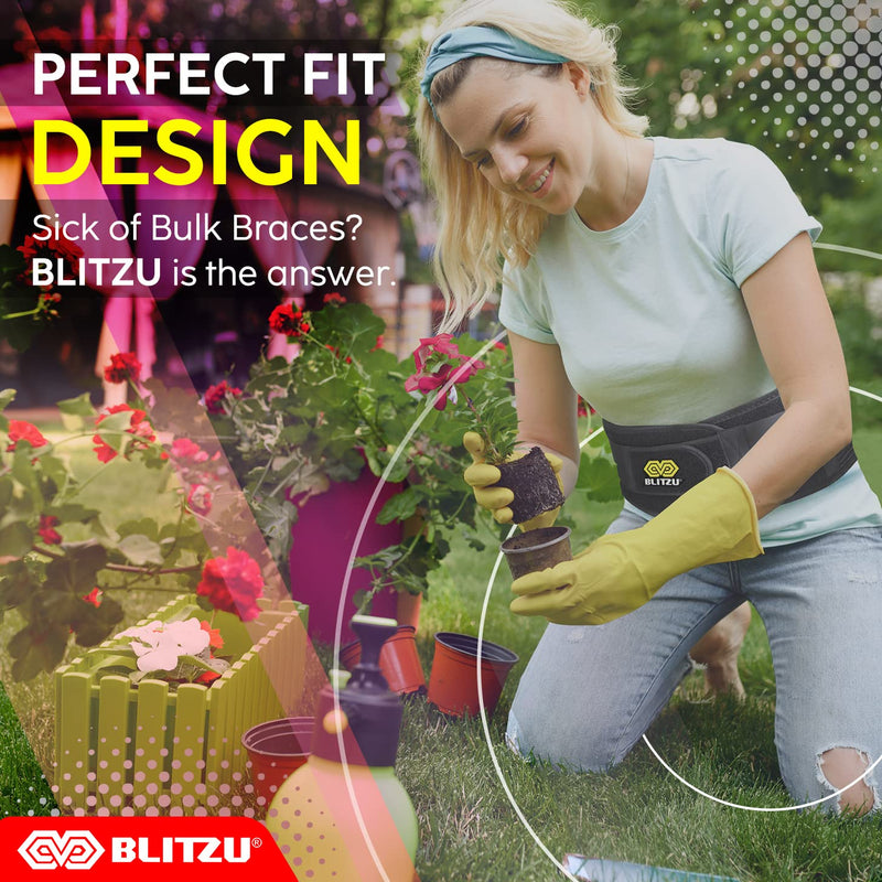 [Australia] - BLITZU Back Brace for women and men. Lower back pain relief products for Herniated Disc, Sciatica, Scoliosis, Heavy lifting and more! Breathable Back Support Waist Belt with Lumbar Pad. Size Large Black 