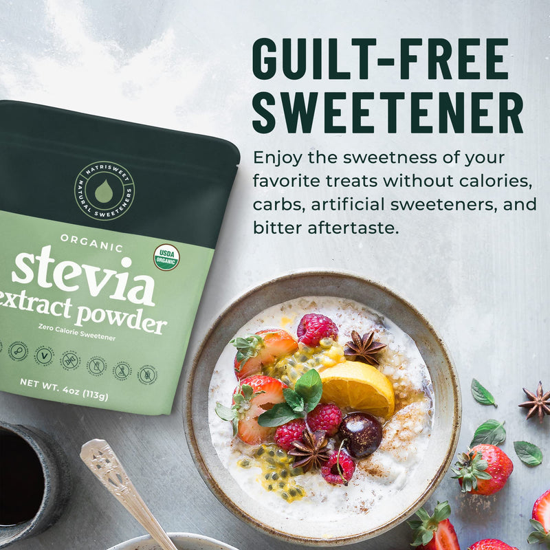 [Australia] - NatriSweet Stevia Powder, 4 oz, Pure Stevia Sweetener with No Additives, No Fillers, Zero Carbs, Zero Calorie, Organic Stevia Powder For Sugar Substitute, 300 Times Sweeter Than Sugar, 800+ Servings 