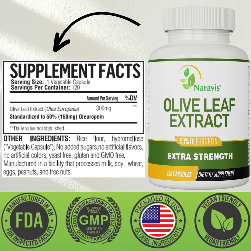 [Australia] - Olive Leaf Extract - 4-Month Supply - 50% Oleuropein Highest Concentration 