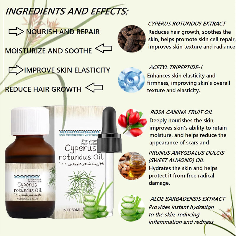 [Australia] - Cyperus rotundus oil,Pure Cyperus Oil Silky Hair Remover,Cyperus essential oils for hair removal,Mature Cyperus rotundus oil for reducing body hair growth 