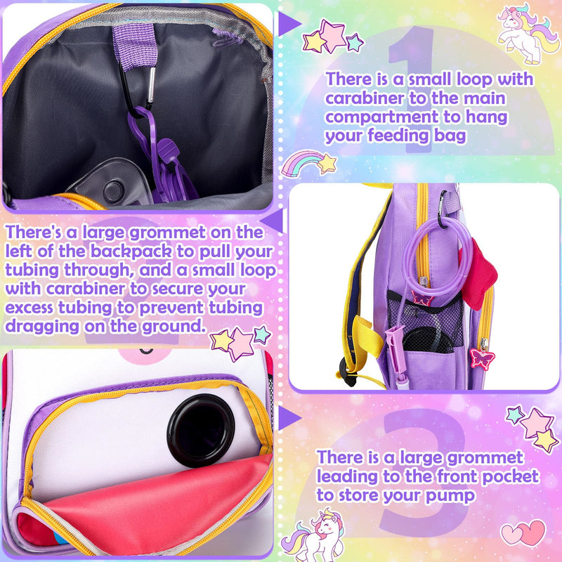[Australia] - Feeding Tube Backpack G Tube J Tube GJ Tube Backpack for Enteral Feeding Pump Baby Accessories, Not Include Tube(Unicorn) Unicorn 