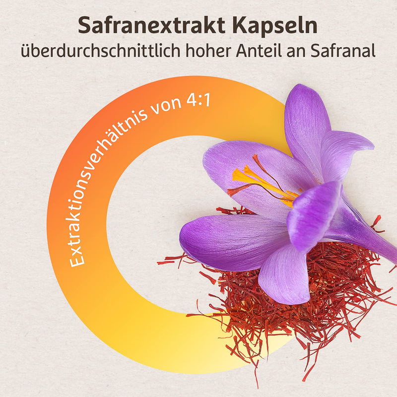 [Australia] - Saffron extract capsules - 180 pieces for 3 months - With 30 mg saffron from Spain - Safranal content of at least 2% (600 µg) - With vitamin C from organic acerola 