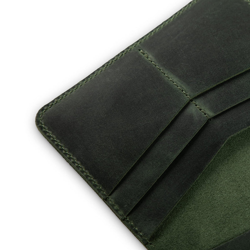 Standard Full Grain Crazy Horse Leather Passport Holder | Custom Travel Passport Cover & Organizer | Handcrafted Leather Passport Wallet for Men and Women | Pike (Green) Green
