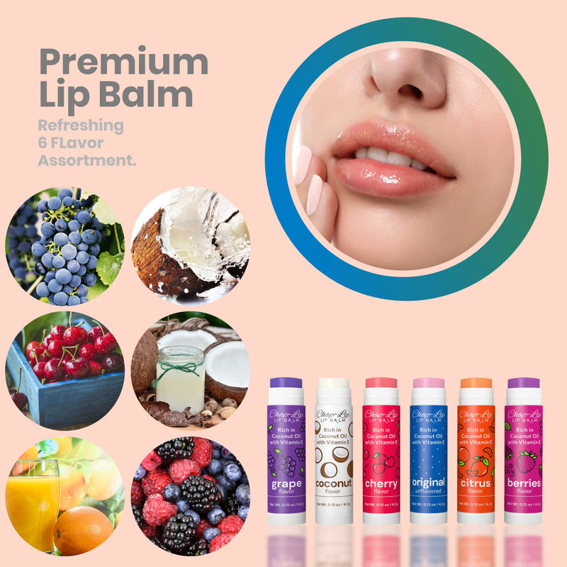 Chap-Lip Lip Balm Rich in Coconut Oil & Vitamin E - Moisturizing, Ultra Conditioning & Hydrating - Total Lip Moisturizer & Lip Therapy Treatment - Happy Holidays 6 Flavor Assortment, 48 Count Holiday Edition