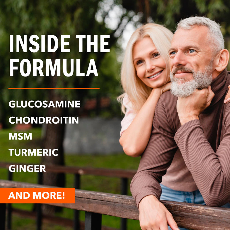 Glucosamine and Chondroitin High Strength | with MSM, Tumeric, Ginger, Boswellia Serrata, Collagen, Hyaluronic Acid & Bromelain | Glucosamine Complex | Third-Party Tested, Gluten-Free | 90 Capsules