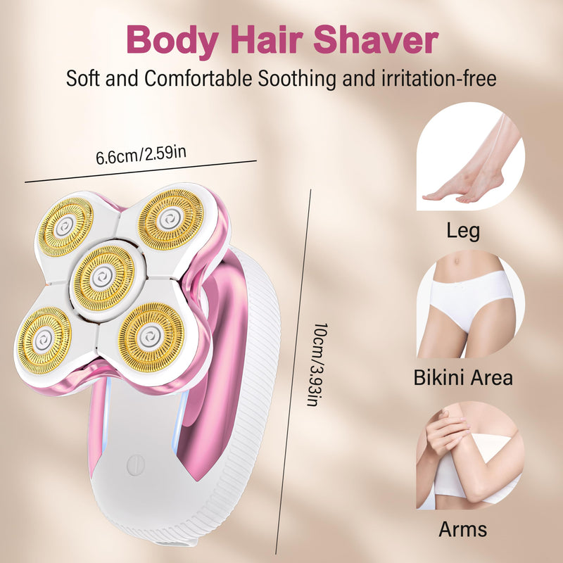 Electric Razors for Women, 5D Magnetic Shaver for Sensitive Skin - Waterproof Cordless Razor for Legs/Bikini/Arms, Painless Hair Removal, 90min Runtime Pink