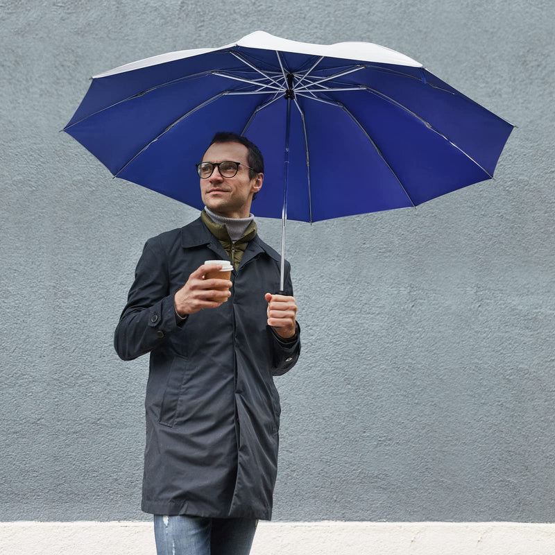 G4Free 2 Pack UPF 50+ UV Protection 54 Inch Large Reverse Travel Umbrella, 10 Ribs Windproof Compact Sun Blocking Inverted Car Umbrellas Automatic Open Close
