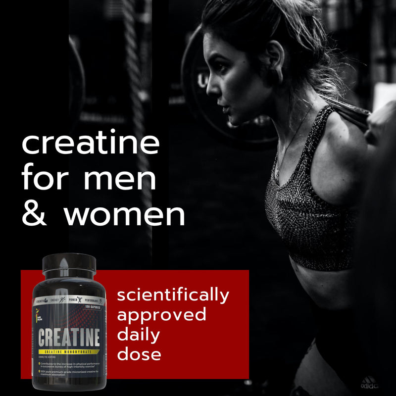 Creatine Tablets 3000mg Per Serving - Premium Creatine Monohydrate, 120 Capsules - Muscle Gain Pre Workout Gym Supplement for Men and Women - Zero Sugar or Additives, Vegan, UK Made - 30 Servings