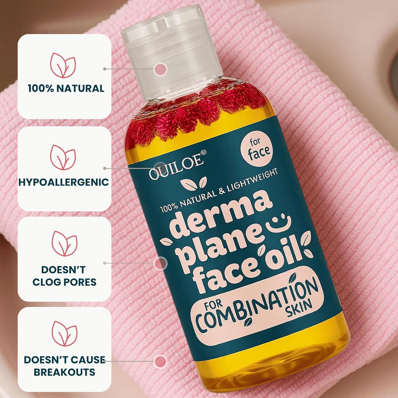 Dermaplane Oil, Face Shaving Oil for Women with Combination Skin - Lightweight & Natural Facial Shave Oil - Use with a Dermaplaning Tool, Razor, Shaver or Microblade for Close Shave 4 oz by Ouiloe For Combination Skin 4 Fl Oz (Pack of 1)