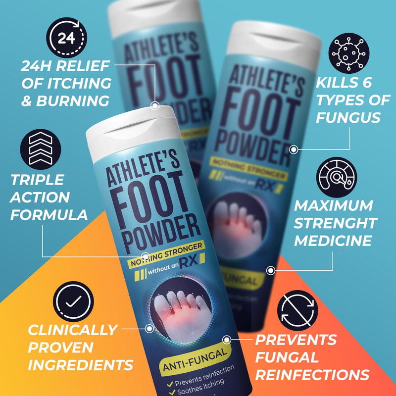 Athlete's Foot Powder with Miconazole Nitrate 2% Controls Odor & Fungus | Relieves Itchy, Burning Feet & Controls Odor, Athlete's Foot Treatment Helps Prevent Fungus & Reinfection, 3 oz Pack of 3