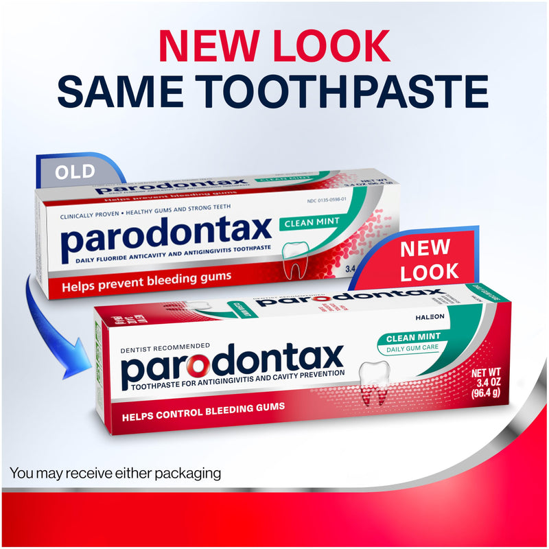 Parodontax Clean Mint Toothpaste For Gum Health, Helps Cavity Prevention, Anticavity And Antigingivitis - 3.4 Oz x 3 3.4 Ounce (Pack of 3)
