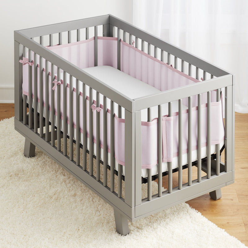 [Australia] - BreathableBaby Breathable Mesh Liner for Full-Size Cribs, Classic 3mm Mesh, Light Pink (Size 4FS Covers 3 or 4 Sides) 