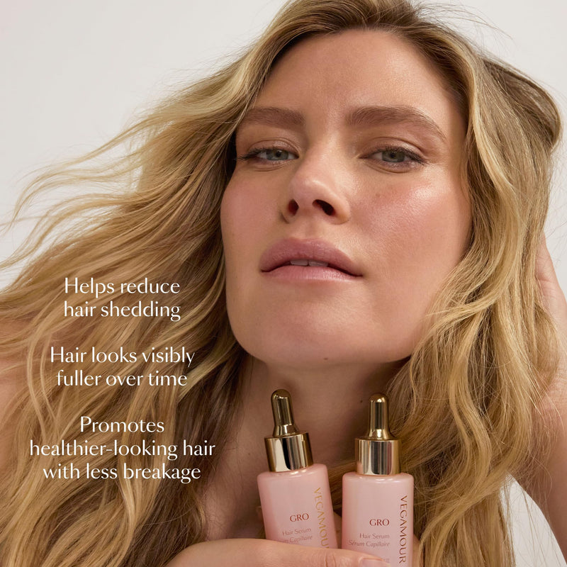 VEGAMOUR GRO Hair & Scalp Serum for Women & Men | Reduces Shedding, Fuller-Looking Hair, Lightweight Non-Oily Formula, Vegan & Cruelty-Free 1-Month Supply