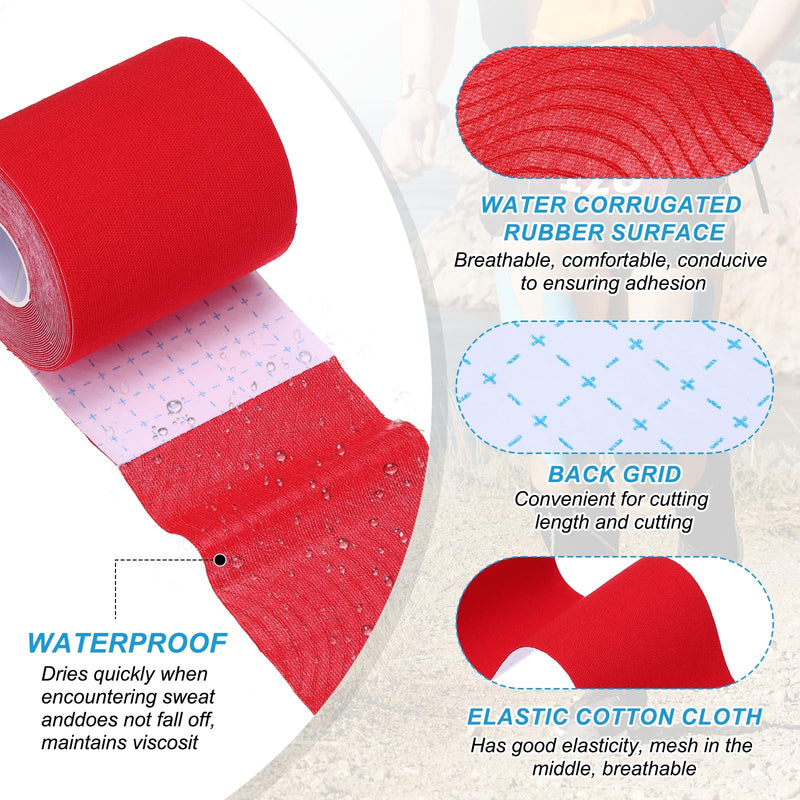 [Australia] - PATIKIL 5.5 Yard x 3 Inch Kinesiology Tape, 3 Roll Adhesive Cotton Sports Muscle Support Tapes Waterproof Elastic Tape for Knee Ankle Wrist Shoulder, Purple/Red/Brown 