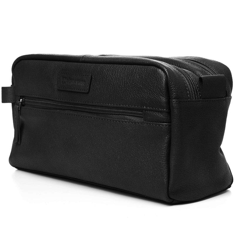 Alpine Swiss Sedona Toiletry Bag Genuine Leather Shaving Kit Dopp Kit Travel Case One Size Black