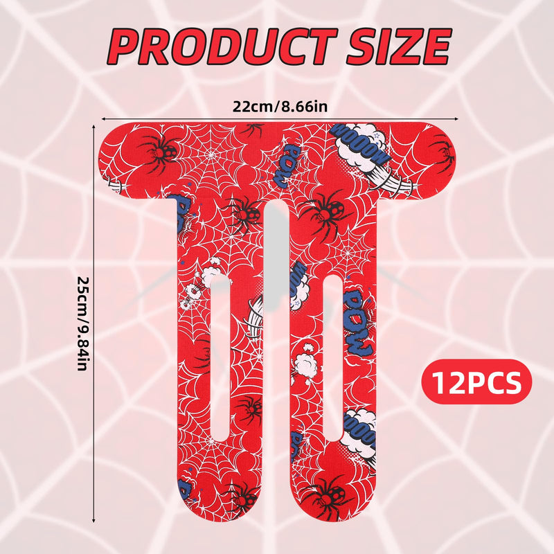 12pcs Red Spider Kinesiology Tape, Original Cotton Knee Precut Spider Web Kinesiology Tape for Shoulder Knee Support & Comfort During Workouts