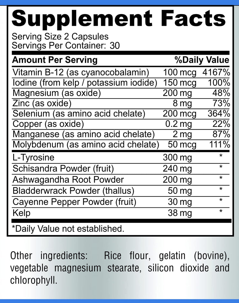 [Australia] - Thyroid Support with Iodine - Metabolism Booster, Energy Booster, Increase Focus - Premium Non-GMO Thyroid Supplement 60 Capsules 
