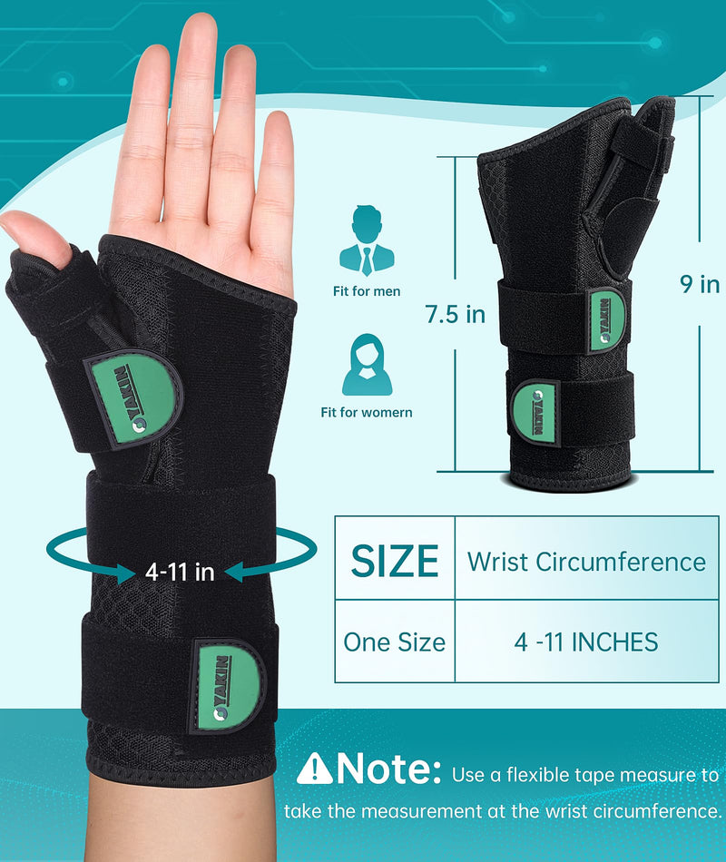 Wrist Brace with Thumb Support for Carpal Tunnel, Thumb Brace for De Quervain's Tenosynovitis, Tendonitis, Thumb Spica Splint Right Hand, Wrist Support Men and Women Black-Right Hand One Size