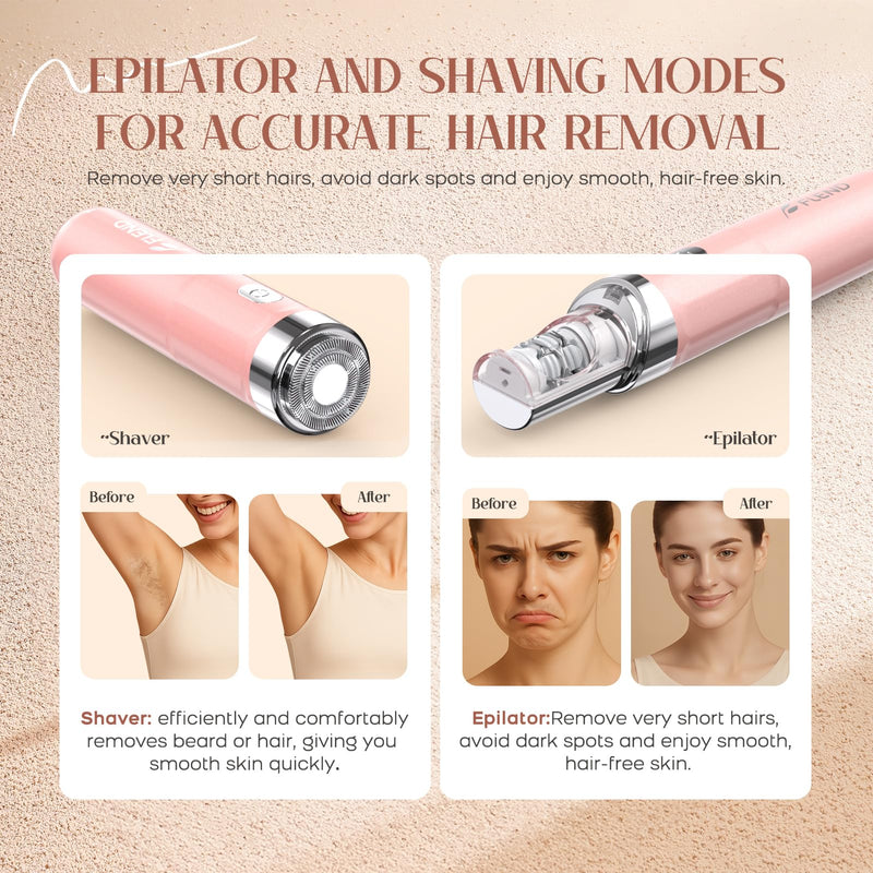 [Australia] - Epilator for Women, 2-in-1 Facial Hair Removal Epilator, Painless Designed Hair Remover with Built-in LED Light for Precision, Smooth Glide Hair Remover for Women Face Lips Chin Peach Fuzz Pink 