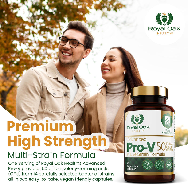 Advanced Pro-V – 50 Billion CFU | 14-Strain Probiotic Formula with Clinically Informed Species | 60 Vegetarian Capsules | UK Made | Gut & Immune Support | Non-GMO