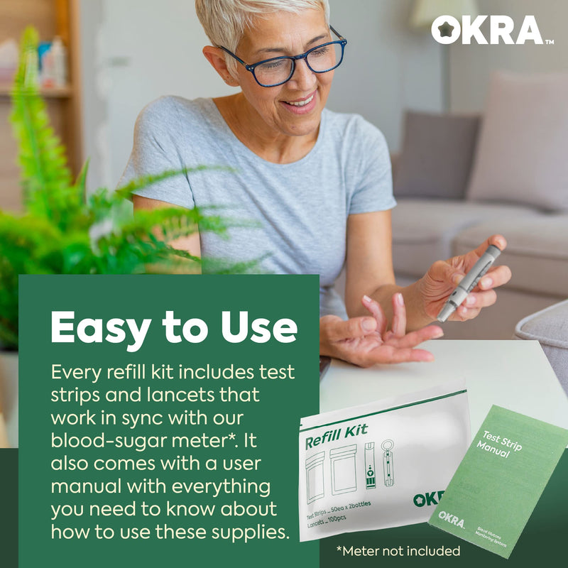 [Australia] - OKRA Pro Test Strips and Lancets for 100 tests Refill Kit 
