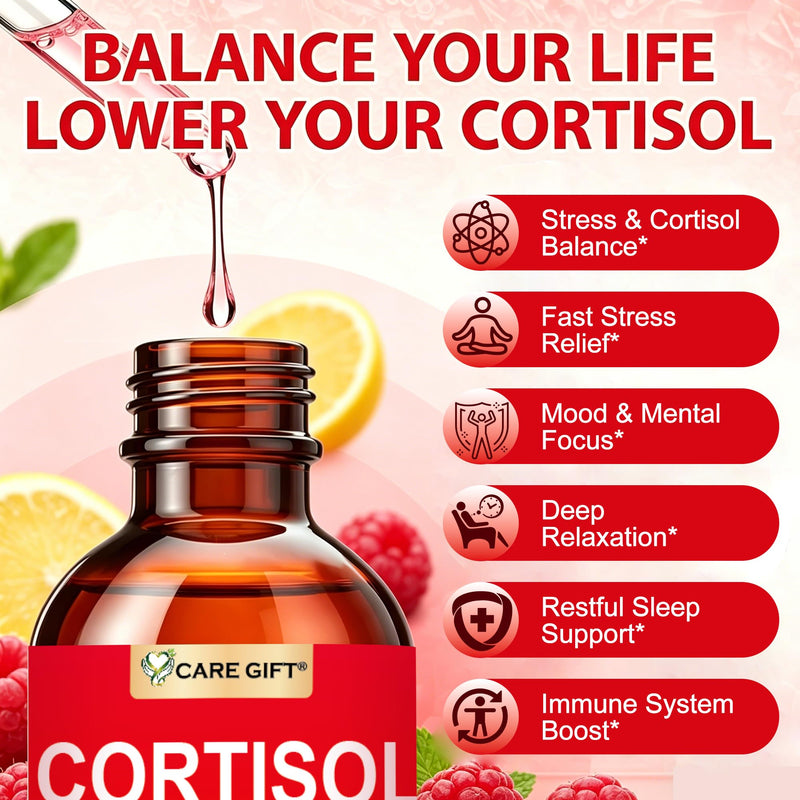 2 PCS Cortisol Liquid Drops 12-in-1 Cortisol Support Supplement with Magnesium Glycinate Ashwagandha L-Theanine GABA Cortisol Reducer for Sleep Stress Support- 2 Fl Oz 0.07 Fl Oz (Pack of 60)