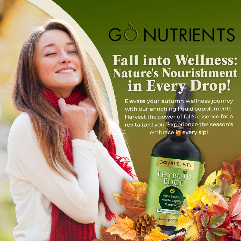 [Australia] - Go Nutrients Thyroid Edge Support for Women and Men Comprehensive Natural Thyroid Supplement Rich in Iodine Fast-Absorbing Liquid Drops for Improved Energy & Enhanced Wellness 2.0 oz. | 48 Servings 