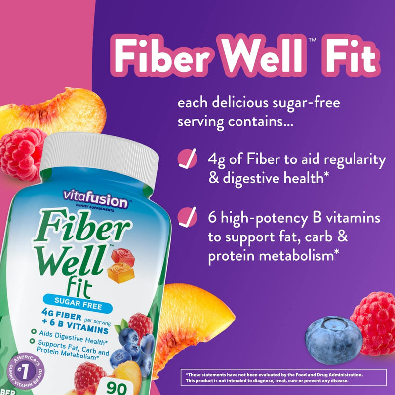[Australia] - Vitafusion Fiber Well Fit Gummies Supplement, 90 Count (Packaging May Vary) 