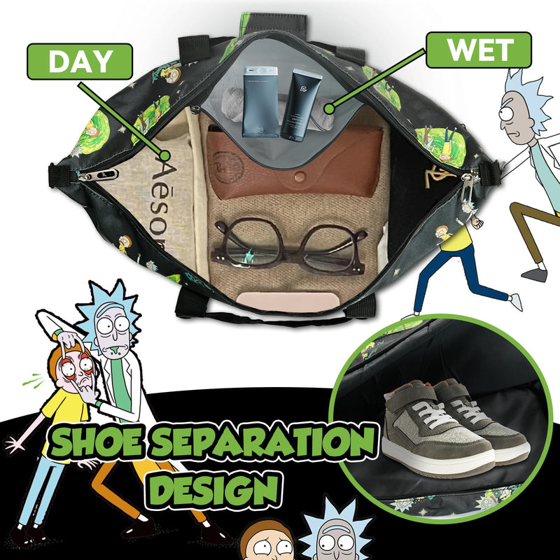 Fashion Travel Duffle Bag, Perfect for Travel, Gym, or Weekend Getaways | Durable Construction, Spacious Storage, Adjustable Shoulder Strap, Multiple Carrying Options RICKMORTY-0019