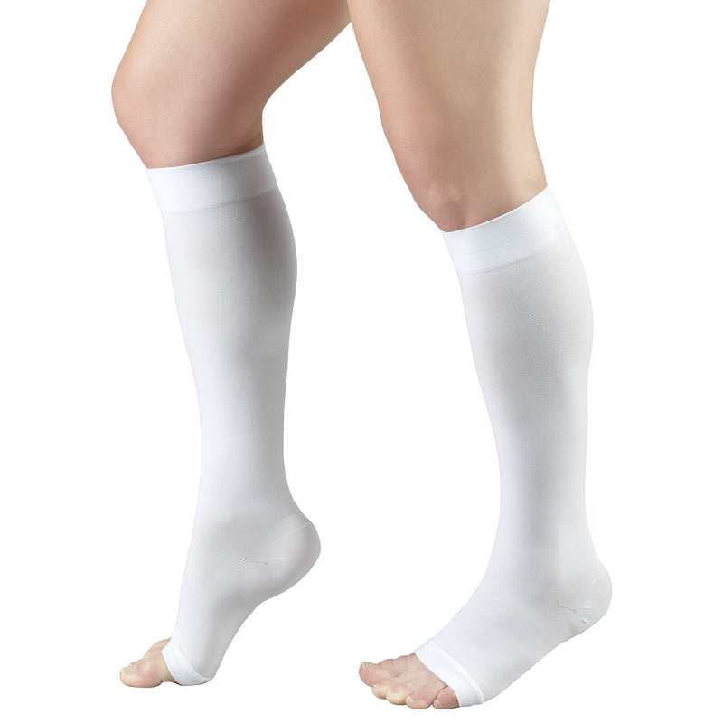 [Australia] - Truform Surgical Stockings, 18 mmHg Compression for Men and Women, Knee High Length, Open Toe, White, Large Large (1 Pair) 