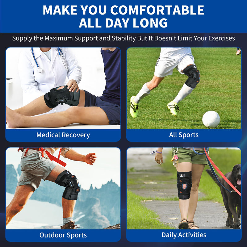 [Australia] - T TIMTAKBO Higned Knee Brace with Side Stabilizers,Knee Brace for Men/Women with Dual Removable Metal Hinges,Patellar Pad Knee Support with Strong Stability for Joint Pain Relief,Arthritis,Meniscus Black Large 