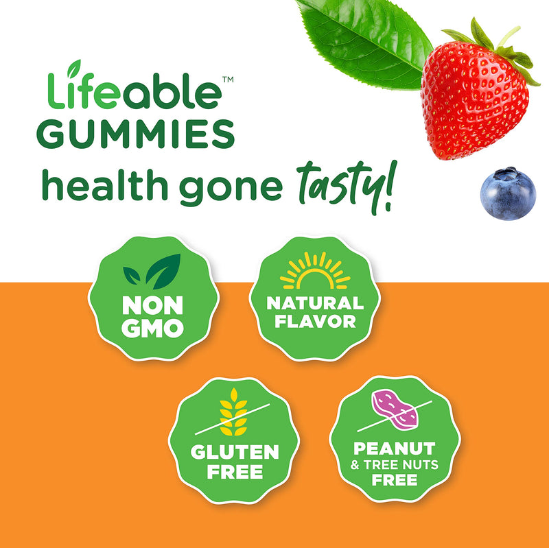 Lifeable Calcium with Vitamin D Kids + Vitamin D Kids, Gummies Bundle - Great Tasting, Vitamin Supplement, Gluten Free, GMO Free, Chewable Gummy