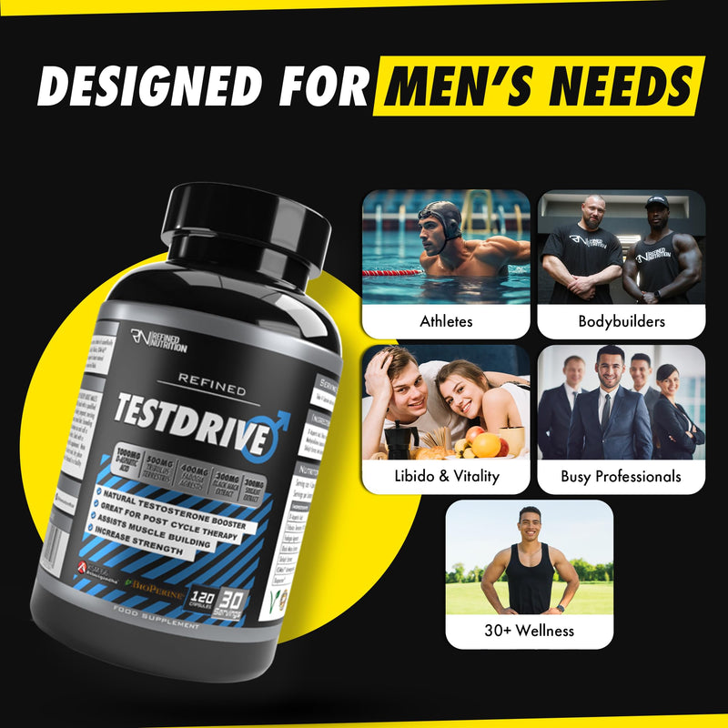 Refined Nutrition Men’s Strength & Performance Stack | TESTDRIVE Men’s Performance Formula + Ultra Creatine Monohydrate | Strength, Energy, Power & Recovery Support