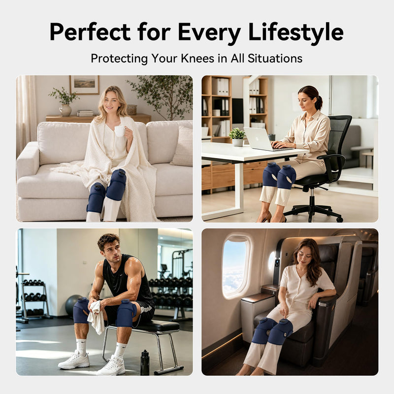 Cordless Knee Massager with Heat Vibration for Pain Relief MAXwarm 3.0[2025 Upgraded]-Electric Heated Knee Brace with 3 Heat Levels and 3 Massage Mode, Gifts for Men Women(Blue, 2-Pack) 2Pack