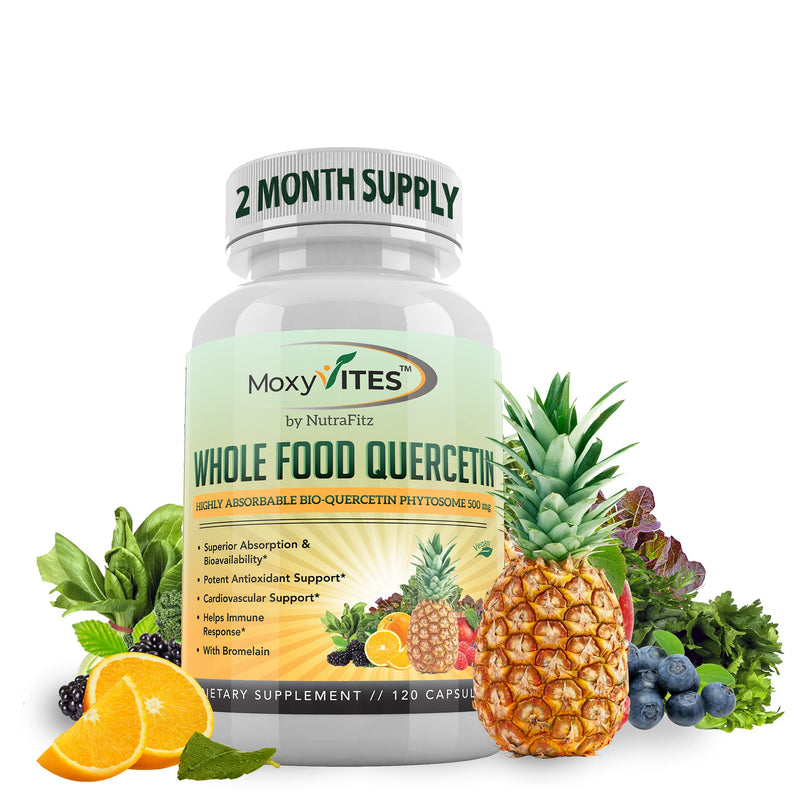 [Australia] - Quercetin with Bromelain 500mg Supplement - Bioactive Phytosome Complex, Pure Organic Whole Food Seasonal Support, Healthy Inflammatory Response, Antioxidant, 20X Absorption & Bioavailability-120 Caps 