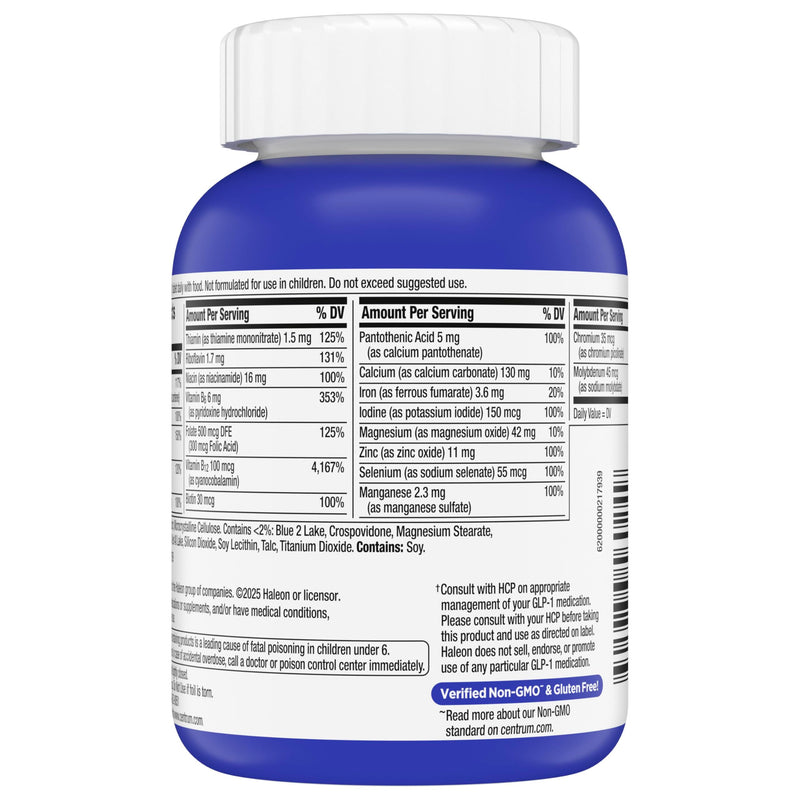 Centrum Nutrient Replenish Complete Multivitamin, 180 Tablets | Contains Vitamin C, Vitamin E and Zinc, Non-GMO Ingredients, Supports Memory and Cognition, GLP-1 Support