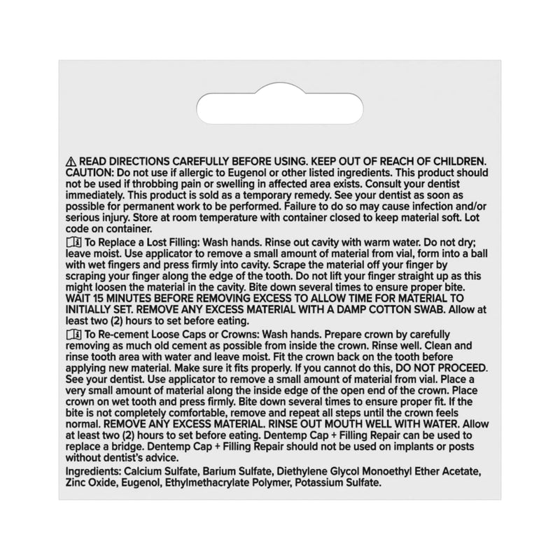 [Australia] - Dentemp Maximum Strength Loose Cap and Lost Filling Repair - Dental Repair Kit for Instant Pain Relief - Value Pack (Packaging May Vary) 5g (Pack of 1) 