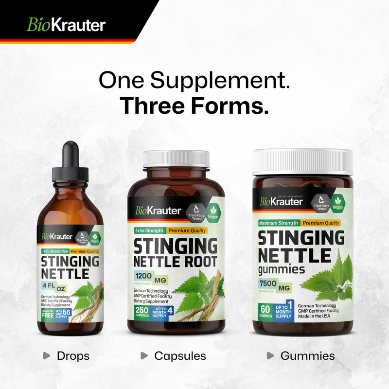 [Australia] - BIO KRAUTER Stinging Nettle Capsules 1200 mg - 250 Natural Urinary Tract & Overall Support Caps - Nettle Root Powder (Urtica Dioica) - Non GMO 250 Count (Pack of 1) 