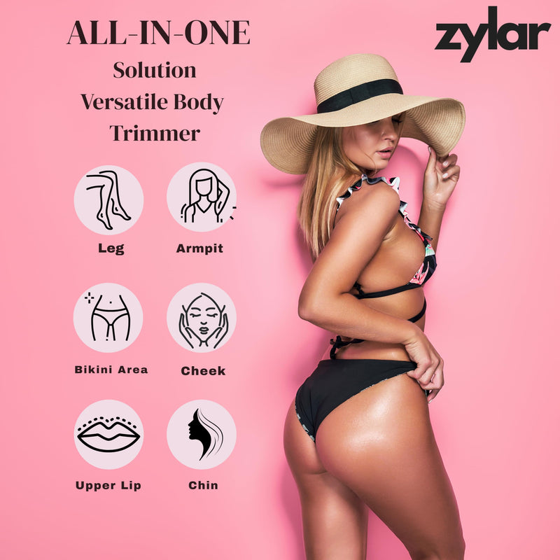 Bikini Trimmer for Women - 2 in 1 Women Electric Shaver Dual Head LED Display IPX7 Waterproof Wet & Dry Use Body Hair Trimmer and Facial Hair Remover for Bikini Underarm, Arm-Body Leg