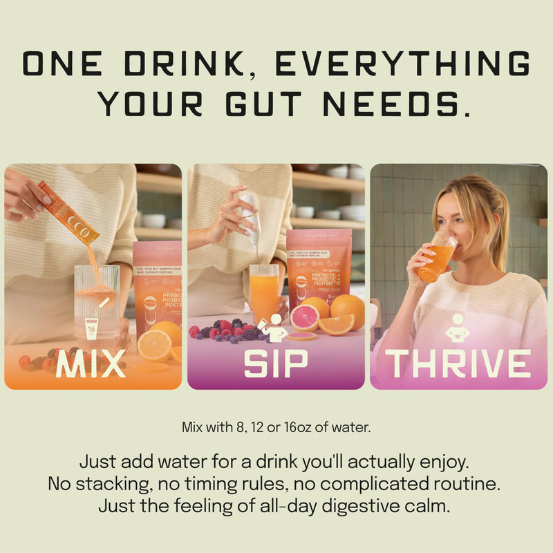 SUU Tribiotics - Prebiotic & Probiotic Drink Mix Packets for Gut Health & Digestive Health | Cutting Mix, Daily Probiotic & GLP1 and Immunity Supplement | 9 Pack Variety Variety Pack
