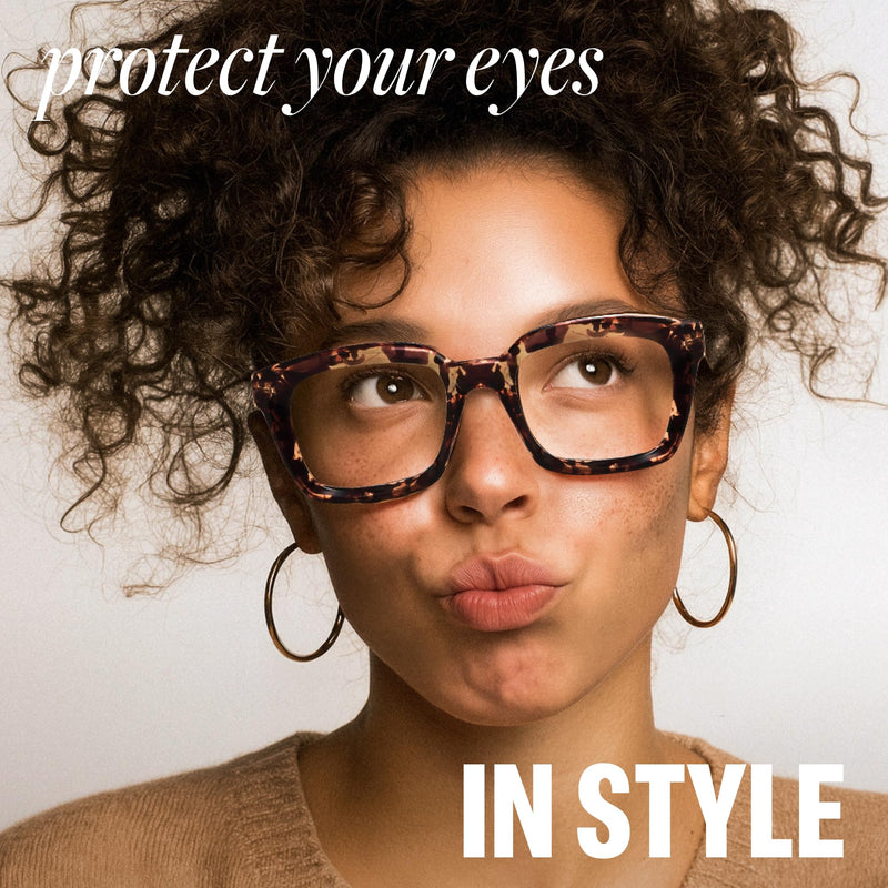 [Australia] - IBOANN Oversized Blue Light Glasses for Woman, Funky Fashion Glasses With Preppy Look, Reduce Screen Fatigue Computer Glasses Medium A1 Coco Tortoise 1 