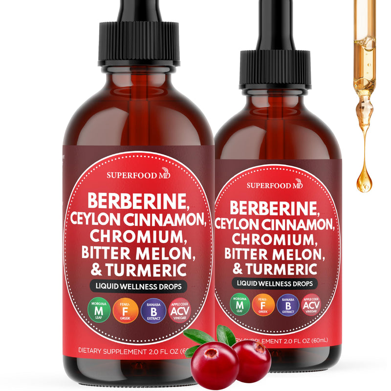 [Australia] - Berberine with Ceylon Cinnamon Supplement Liquid Drops + Bitter Melon Extract, Glucomannan, Gymnema, Chromium, Turmeric, Organic Panax Ginseng, Moringa 4oz 2 Fl Oz (Pack of 2) 