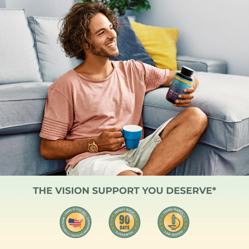 [Australia] - Primal Harvest Vision and Eye Support Complex with Lutein, Zeaxanthin Plus Vitamin E, Bilberry Extract, and Blueberry Extract for Overall Eye Health for Men and Women, 60 Capsules 