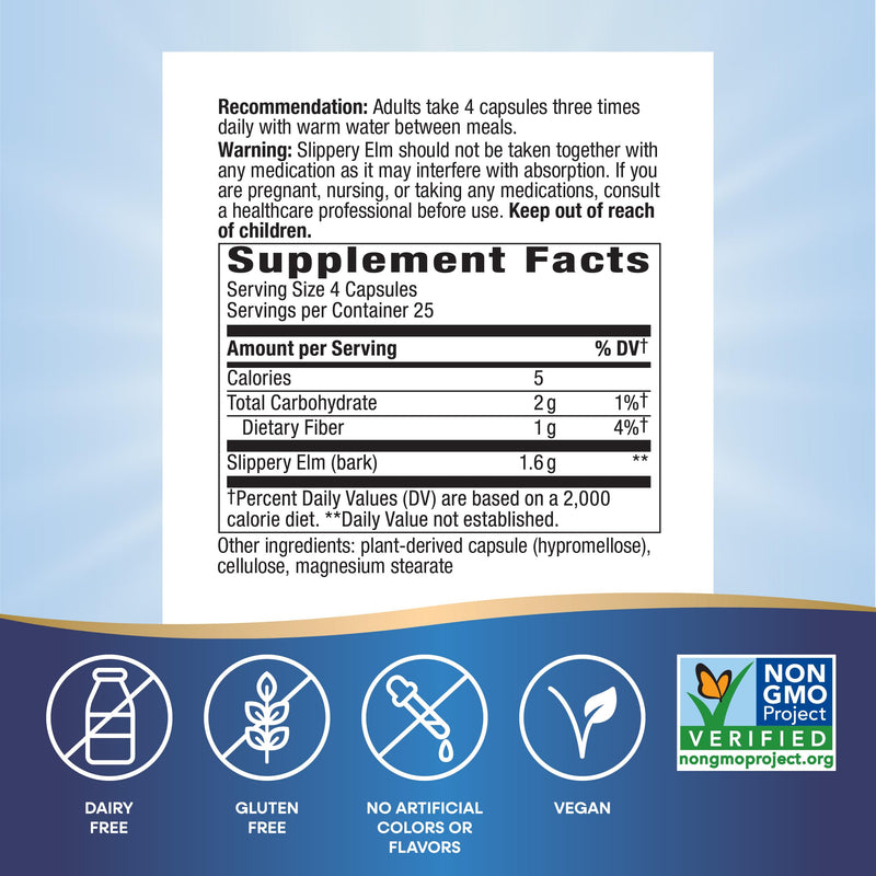 [Australia] - Nature's Way Slippery Elm Bark, Traditional Support to Soothe the GI Tract*, Vegan, 100 Capsules (Packaging May Vary) 