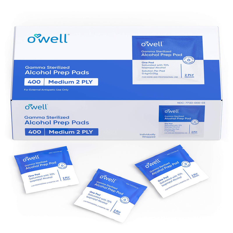[Australia] - Alcohol Wipes, 400 Count | Medical & Professional Sterile Alcohol Prep Pads | Individually Wrapped 2-Ply Antiseptic Alcohol Pads Great for First Aid Kits & Personal Use 400 Count (Pack of 1) 