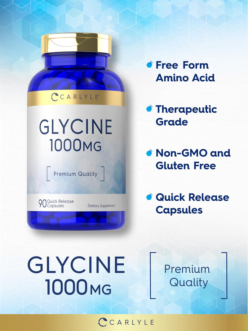 Carlyle Glycine 1000mg Supplement | 90 Powder Capsules | Premium Quality | Non-GMO & Gluten Free