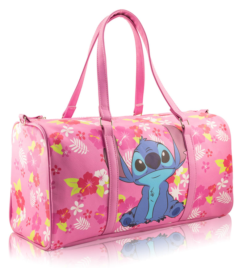 Stitch, Minnie, Mickey, Pooh, Harry Potter, or Jack Skellington 16" Leather Mini Travel Bag, Duffle Bag, Overnight Bag Stitch - Pink