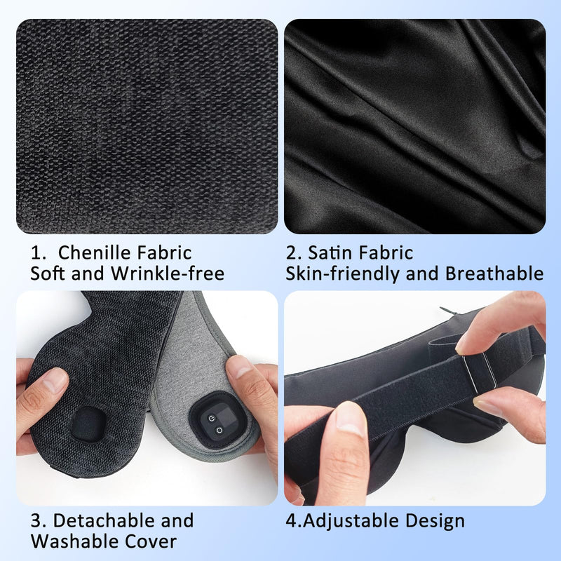 [Australia] - Heated Eye Mask for Dry Eyes, Cordless Warm Eye Compress, 4 Heat Levels, 4-Level Timing, 1000mAh Rechargeable, Blepharitis, Styes, Washable Cover, Travel, Gifts for Family(Black) Black 
